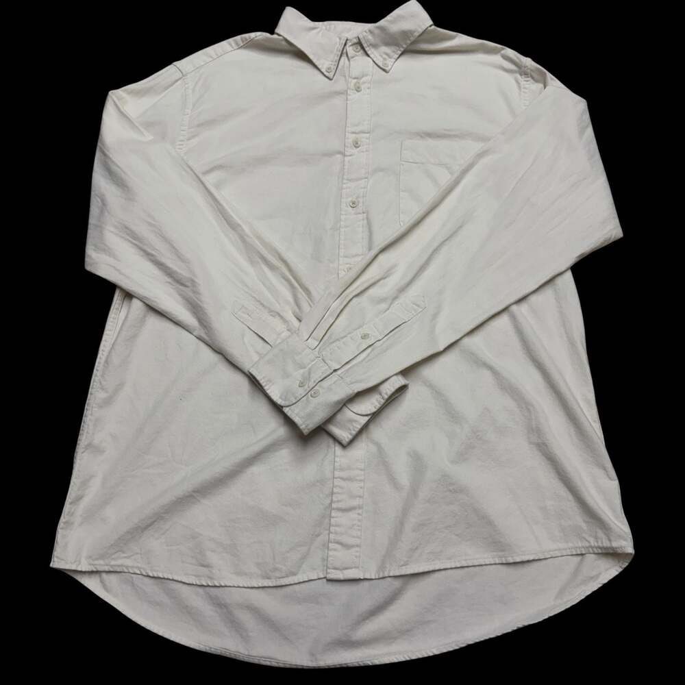Uniqlo Men's Oxford Long-Sleeve Button-Down Shirt Cream